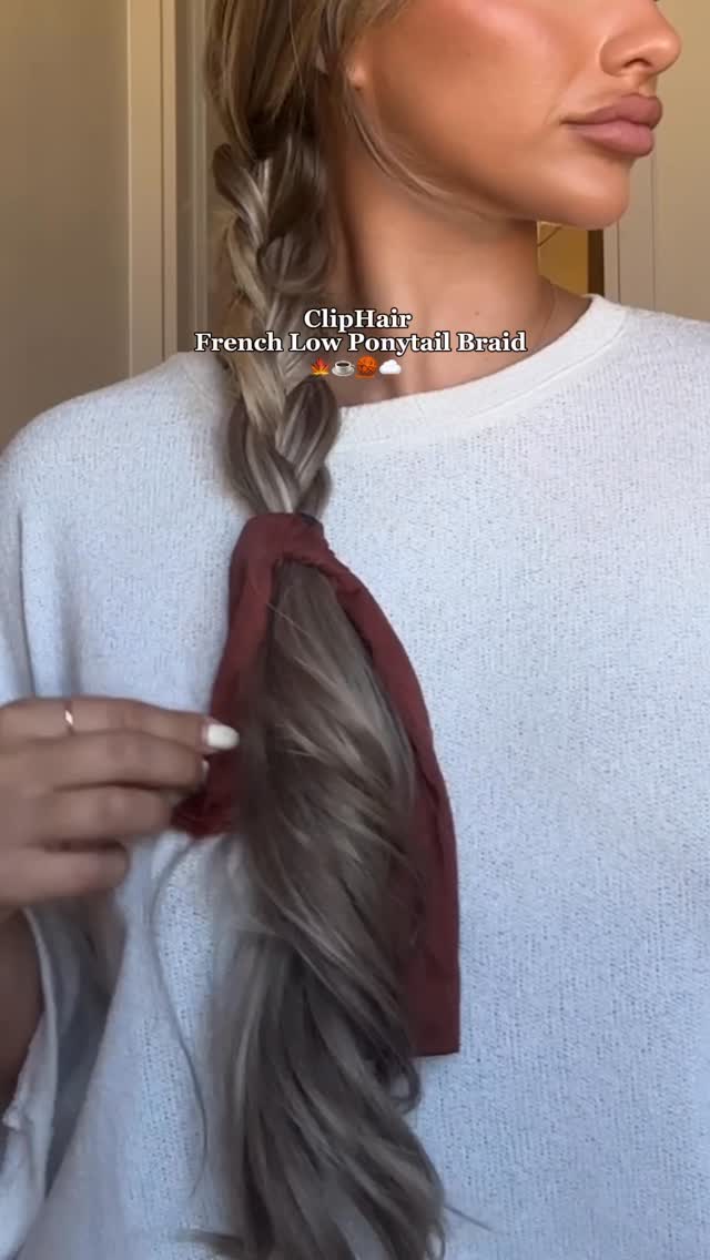 Instagram post by @naomipricee for Cliphair. Caption reads: [...] autumnal low French braid using....