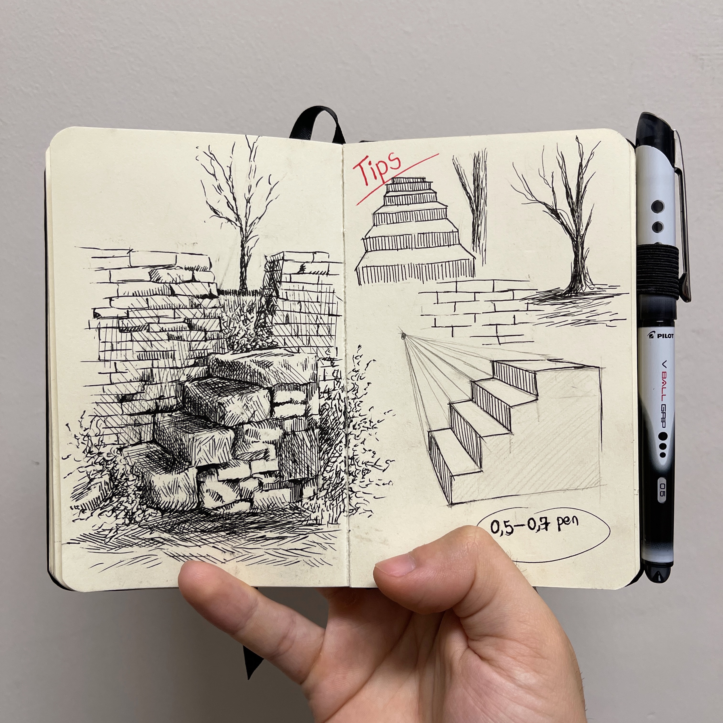 Instagram post by @sketchyusuf for Pilot Pen. Caption reads: Some of my sketches and tips ✍️ I used Pilot pens....