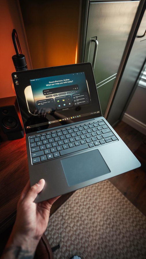 Instagram post by @andresvidoza for Windows. Caption reads: Your laptop can see now. 👀

Microsoft Copilot....