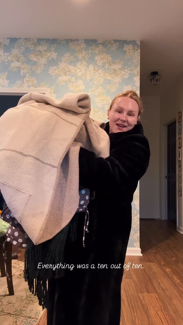 Instagram post by @rebecca_sue_watson for Nuuly. Caption reads: I needed warm jackets for Vail and New York!.