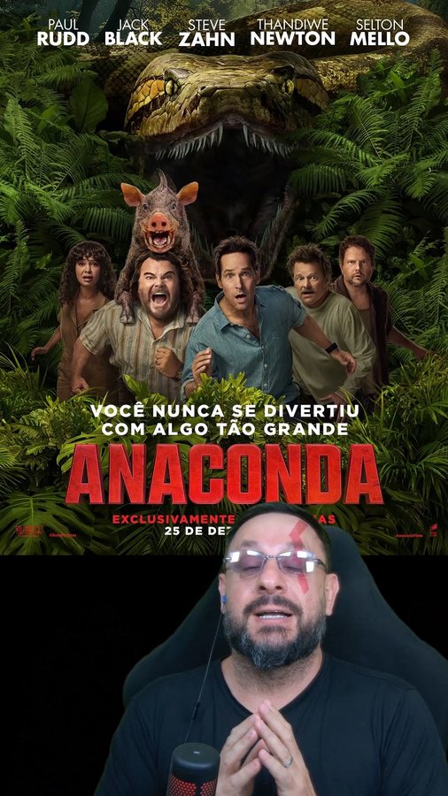 Instagram post by @biologohenrique for Sony Pictures. Caption reads: Anaconda remake com Jack Black @sonypicturesbr.