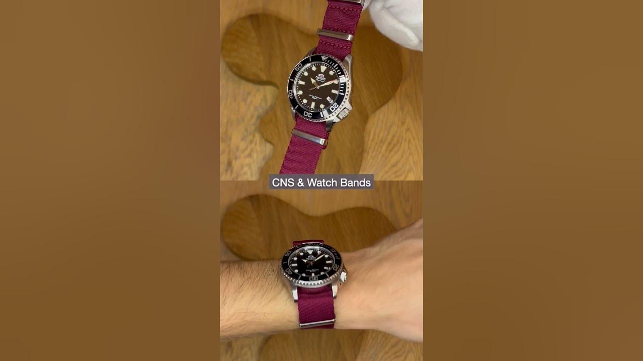 YouTube post by @NordicWatchChannel for StrapsCo. Caption reads: 14 Strap Alternatives - Orient Mini Triton (....