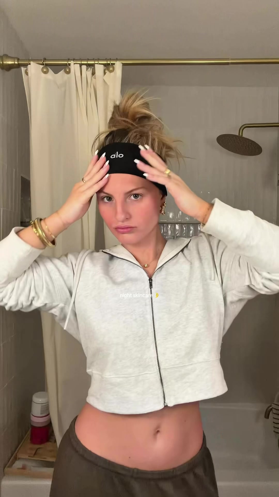 TikTok post by @ella.stough for Rhode Skin. Caption reads: hydrated skin before bed >> 🫧 - @rhode skin....