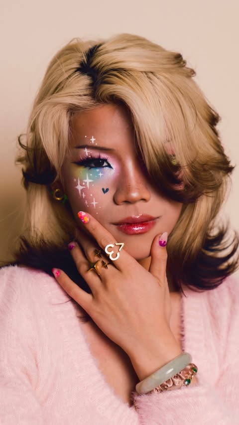 Instagram post by @freddie__chen for Glow Recipe. Caption reads: [...] my Pride makeup looks ft. @glowrecipe Pride....