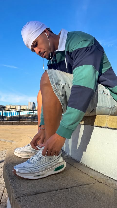 Instagram post by @cpeezy for SKECHERS. Caption reads: Ad Y2K called. I picked up the new Skechers....