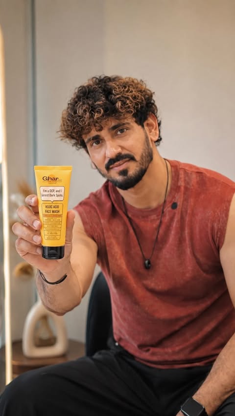 Instagram post by @aamir_officialll for GHAR SOAPS. Caption reads: [...] acne marks se pareshan ho? 🤍 Maine....