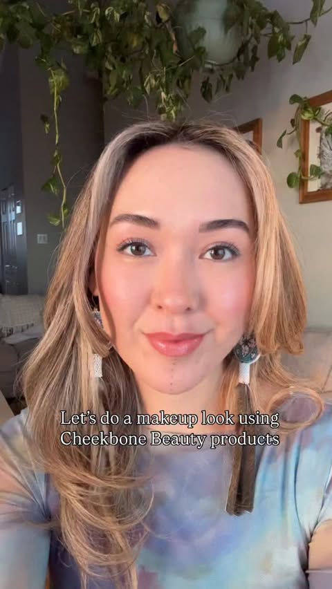 Instagram post by @pia.churchill for Cheekbone Beauty. Caption reads: Makeup look with Cheekbone Beauty x Inuktitut 💟....