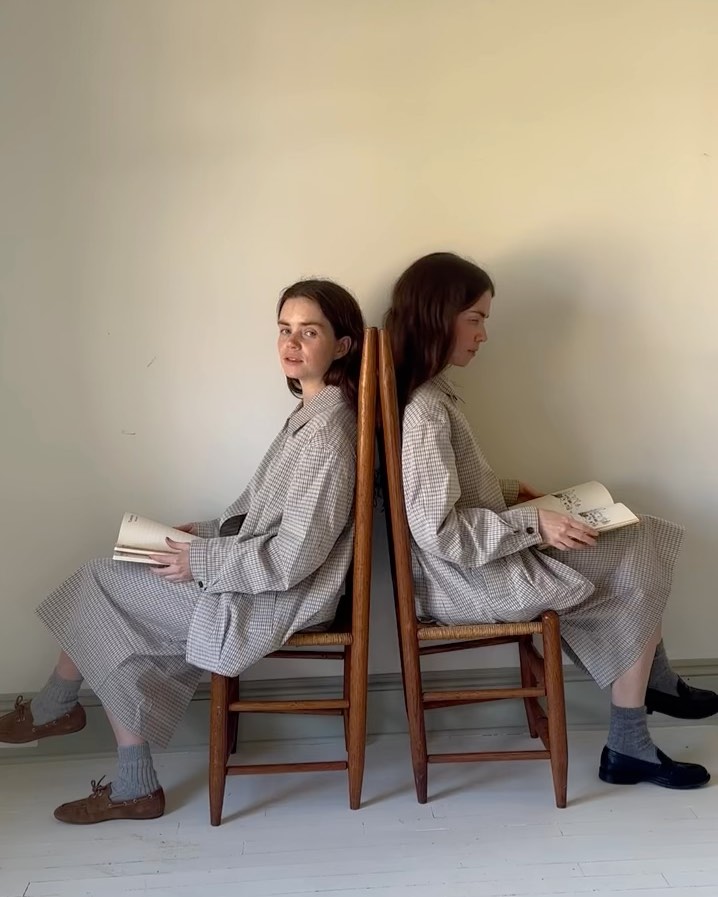 Instagram post by @accidentalinfluencer for Vince. Caption reads: Twins in twin sets with @vince 💛💛.