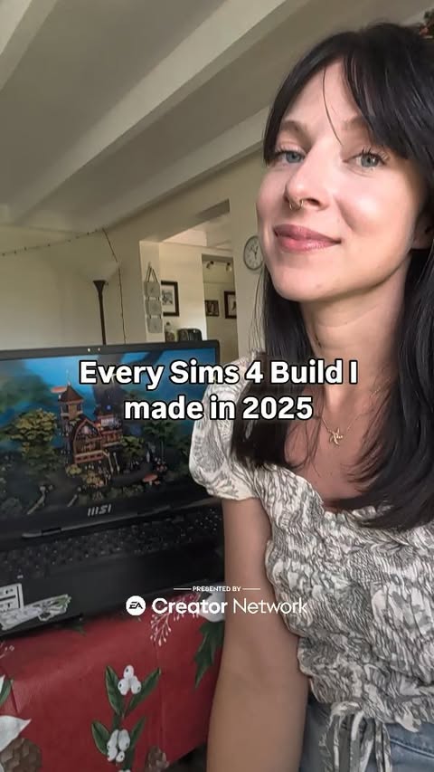 Instagram post by @coki.creative for The Sims. Caption reads: [...] all the builds I made this year! 
Game:....