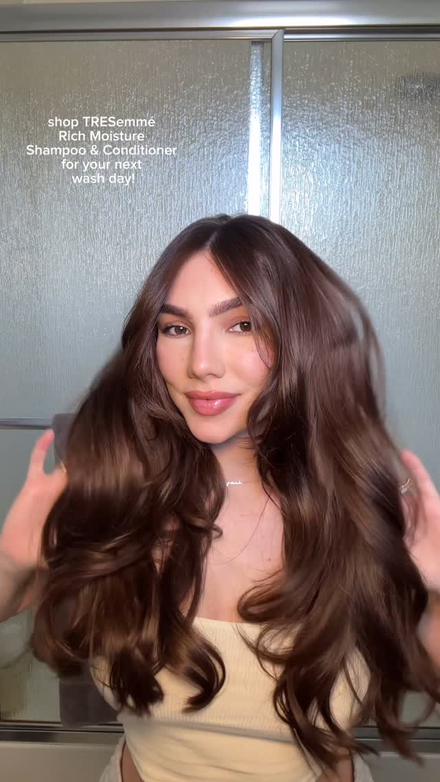 Instagram post by @kristinaquintana for TRESemme. Caption reads: @tresemme makes every day a good hair day....