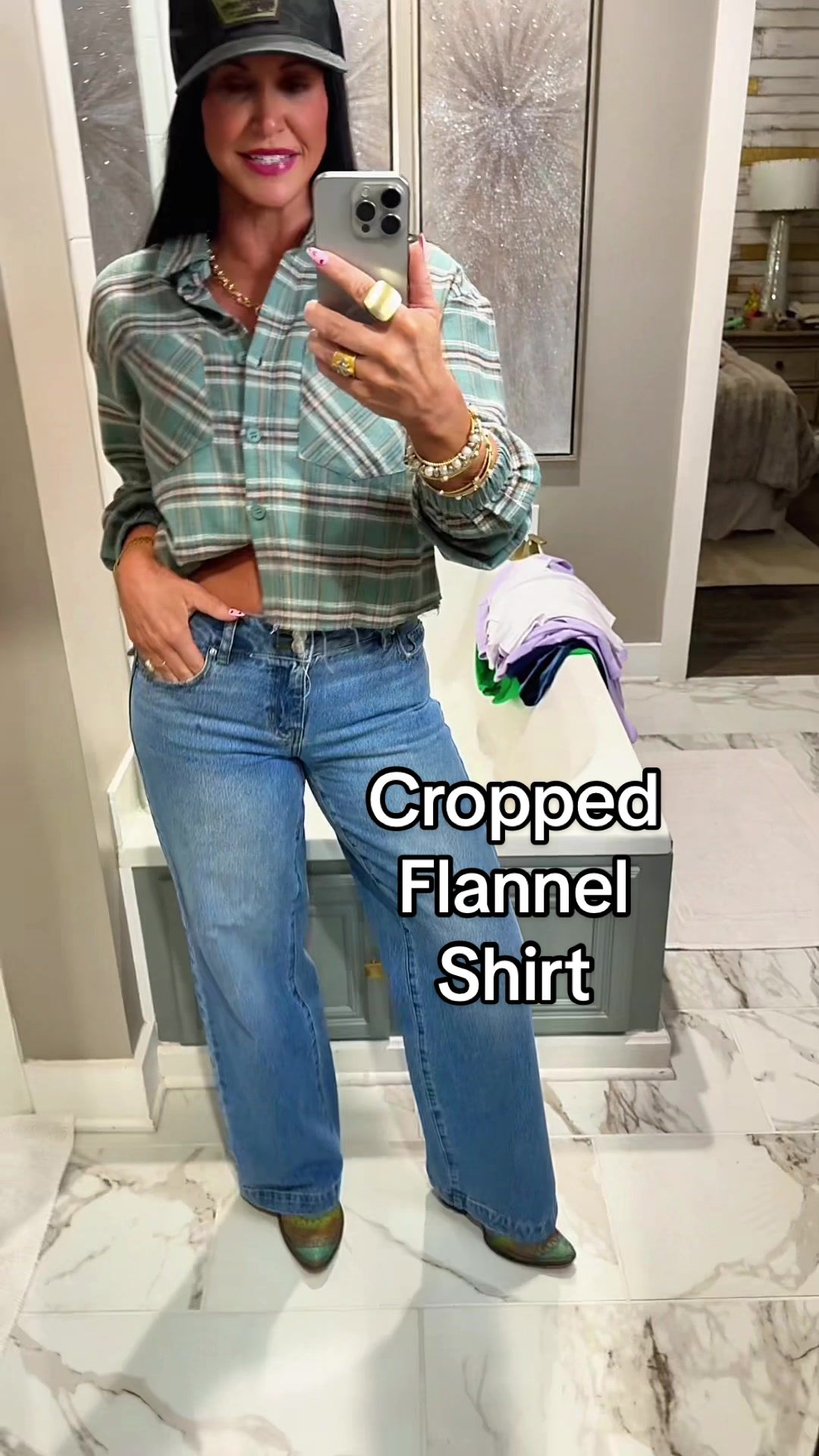 TikTok post by @atort45 for Willow Boutique. Caption reads: [...] this cropped flannel for spring! @Willow....