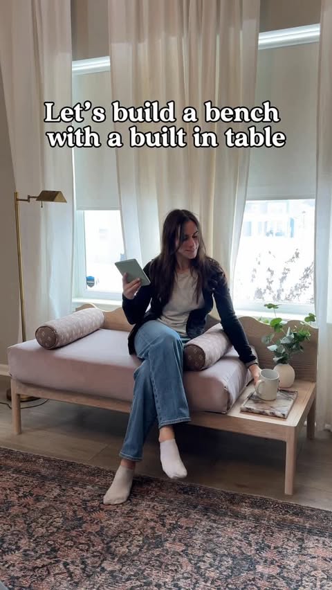 Instagram post by @builtbybecdesigns for Kreg Tool. Caption reads: Comment “bench” and I’ll send you plans to build....