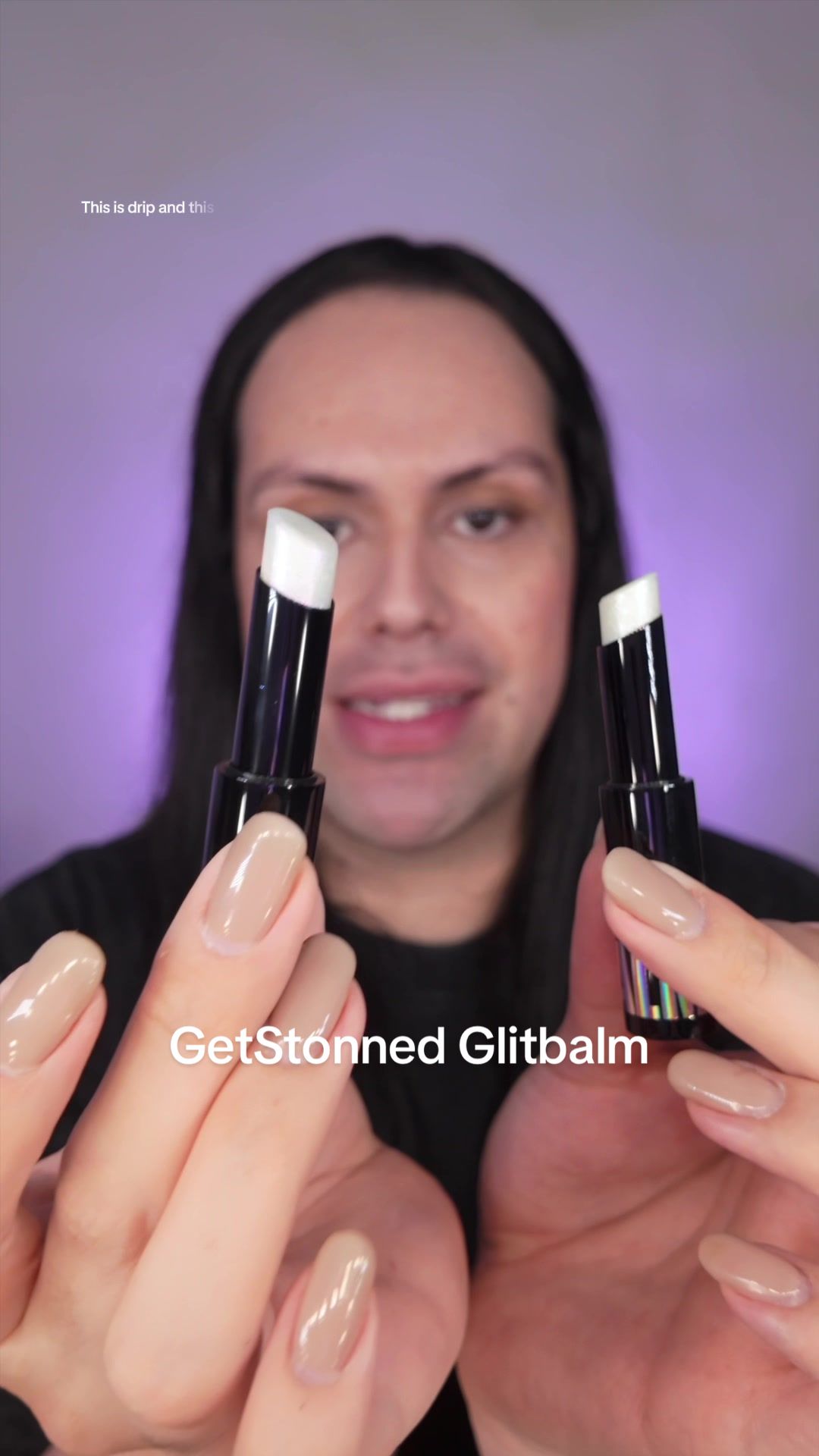 TikTok post by @cmrncruz for GETSTONNED. Caption reads: Now I need all of the @GetStonned Glitbalms! These....