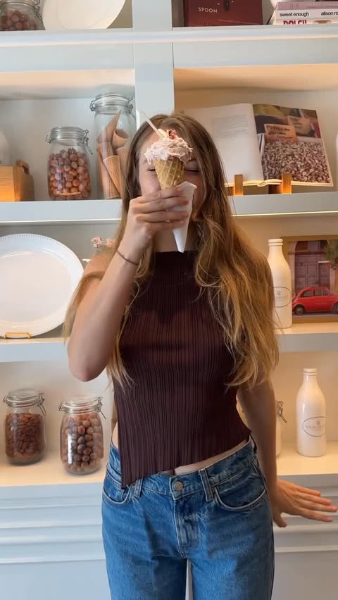 Instagram post by @lolotheblondie for Bacio di Latte. Caption reads: [...] a little slice of Italy at the new Bacio di....