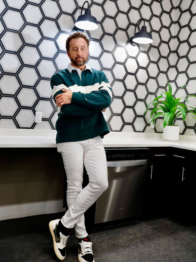 Instagram post by @christophermatz for American Eagle. Caption reads: Fall Friday feeling. Clean lines, true colors, and....