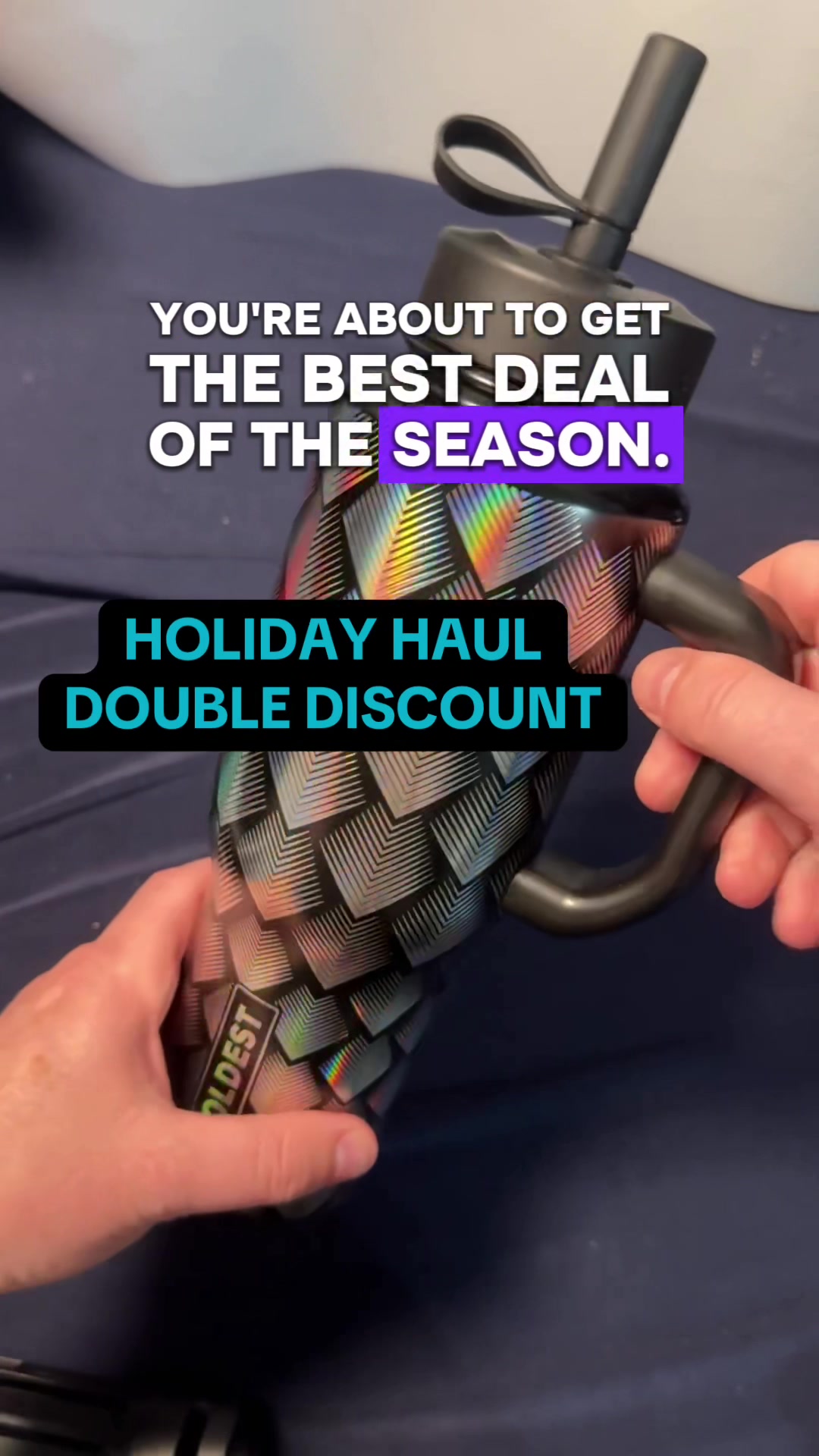 TikTok post by @feeling.positive for Coldest. Caption reads: Holiday Haul Sale Alert! These Coldest Bottles are....