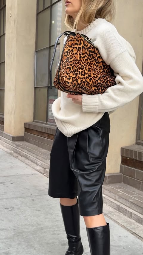 Instagram post by @kkatie.ccasper for Afterpay. Caption reads: [...] leather bermudas. @michaelkors and....