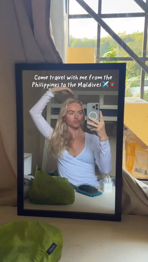 Instagram post by @runaaasheim for Osprey Packs. Caption reads: [...] in the Maldives🩵🌎 @ospreyeurope....