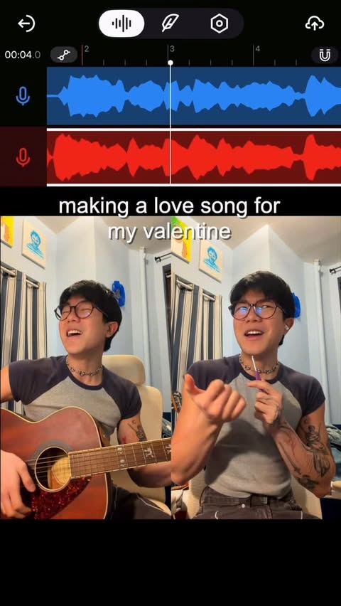 Instagram post by @aedenalvarez for BandLab. Caption reads: [...] Here's my song "Natural Disaster" 🥰💚....