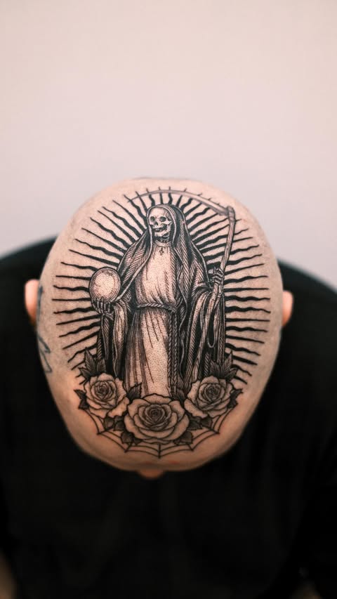 Instagram post by @donbragatattoo for Pepax Official. Caption reads: El mas Chingon 🏴‍☠️ Sponsored by @aloetattoo....