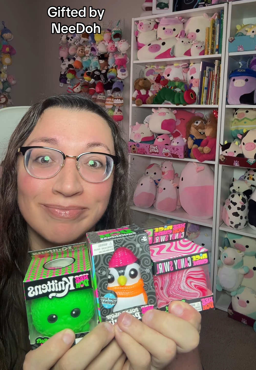 TikTok post by @southern.squishes for NeeDoh (Schylling). Caption reads: [Gifted] NeeDoh sent me this new holiday bundle!!....