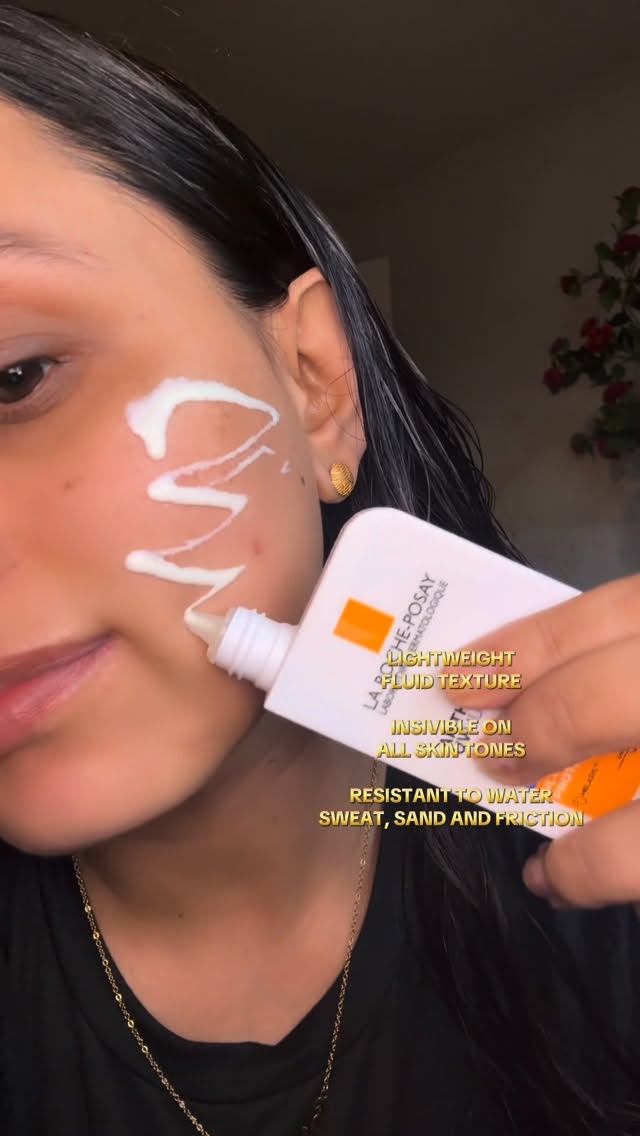 Instagram post by @pooja_beautylove for WPP. Caption reads: Anthelios Anti-Dark Spots Facial SPF50+ Fluid and....