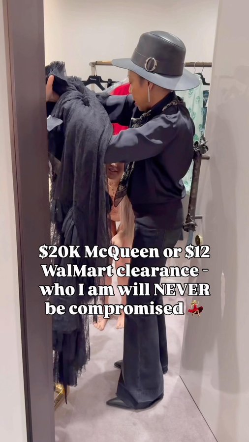 Instagram post by @freedom_barbie for Alexander McQueen. Caption reads: 💀I tried to tell them “DO NOT put me in that....