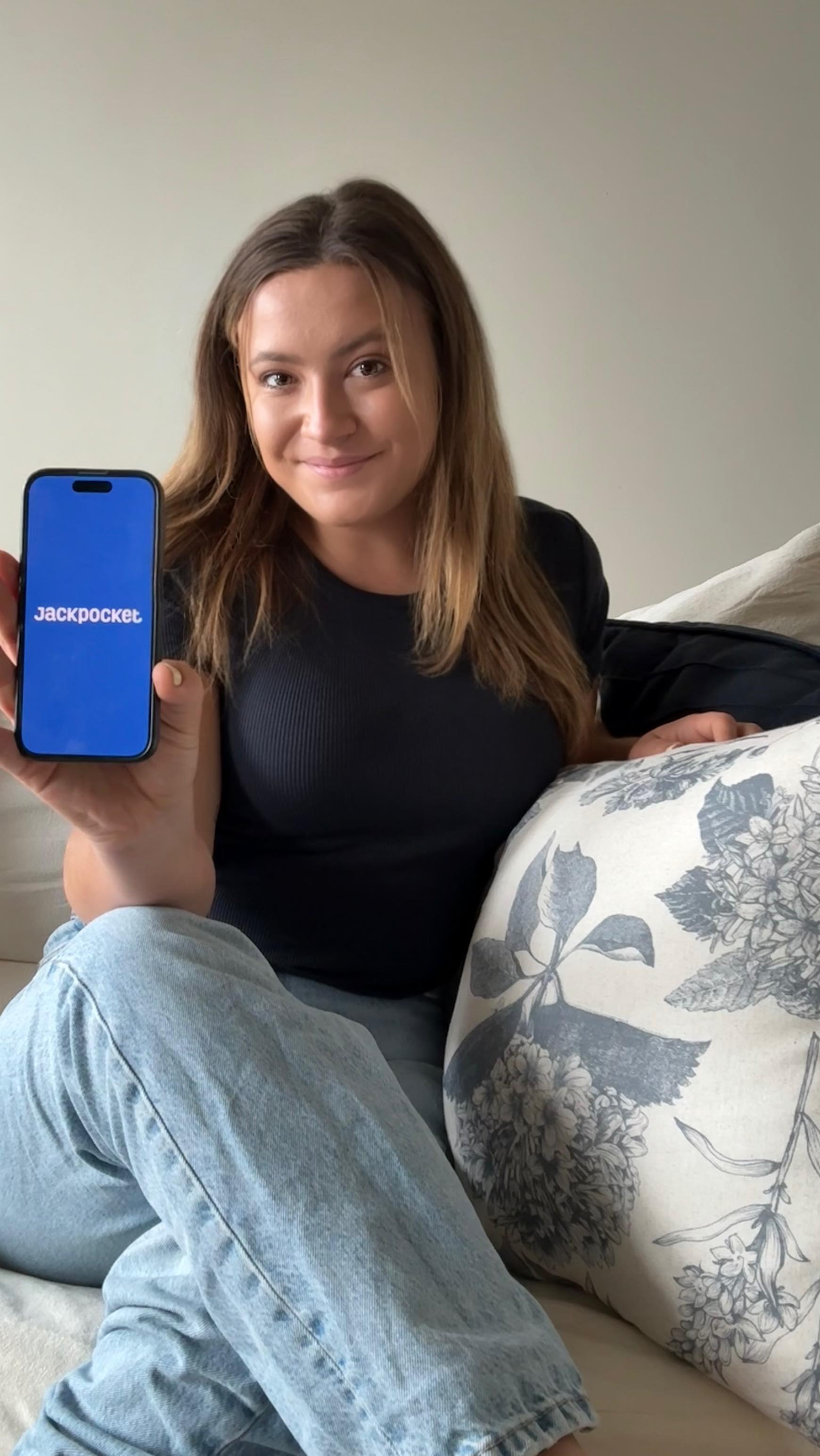 Instagram post by @narcolepsybetsy for Jackpocket. Caption reads: [...] leaving the comfort of your home with....