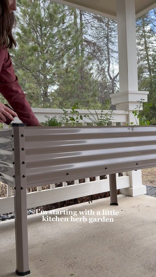 Instagram post by @karissaathome for Best Choice Products. Caption reads: Using my new @bcproducts metal elevated garden bed....