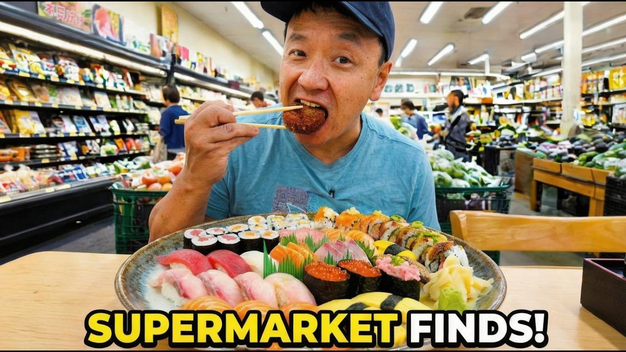 YouTube post by @strictlydumpling for TokyoTreat. Caption reads: Eating at the #1 GREATEST Japanese Grocery Store....