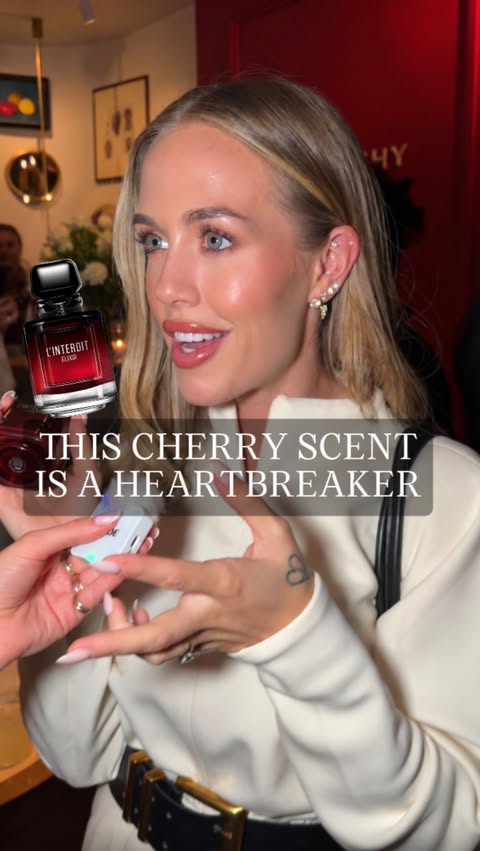 Instagram post by @the___gloss for Givenchy Beauty. Caption reads: [...] 🍒 L’Interdit Elixir by @givenchybeauty #Ad....