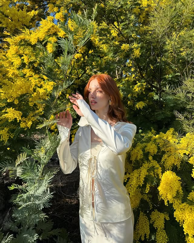 Instagram post by @ginevrasalustri for KENZO Parfums. Caption reads: Mimosa time 🌼 tbt Cannes W/ @kenzoparfums....