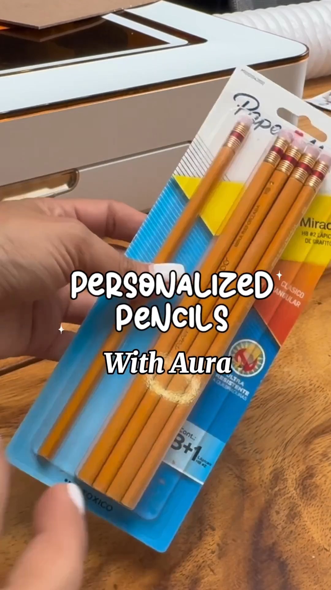 Instagram post by @fabidesignstudio for Glowforge. Caption reads: ✏️✨ Say goodbye to boring pencils! Fabi is....