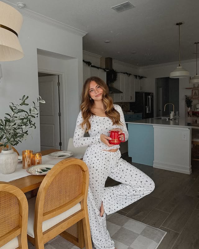 Instagram post by @cass.spinelli for White Fox Boutique. Caption reads: hibernating at home during cozy season ☃️🎀☕️....