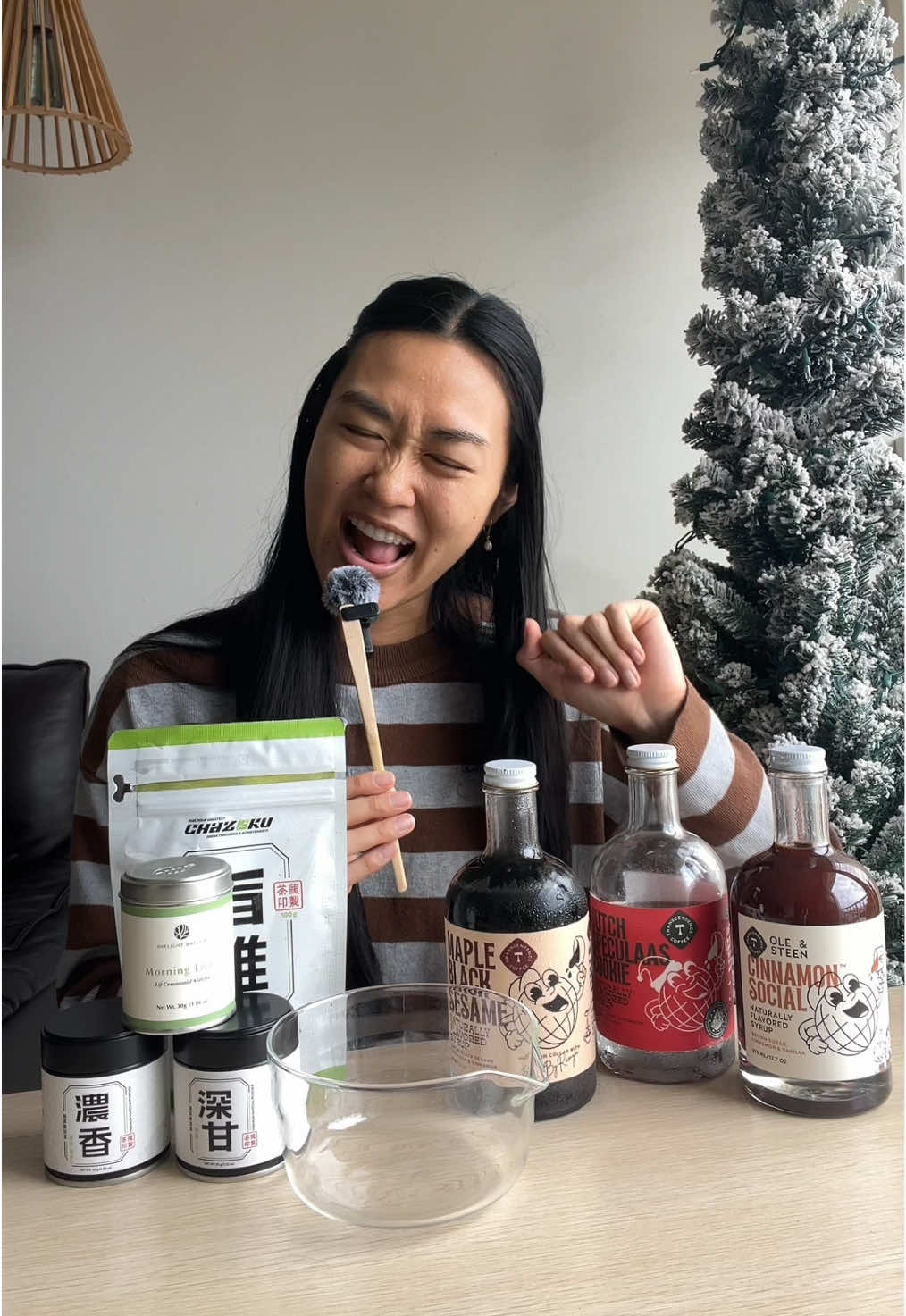 TikTok post by @emwada for Chazoku. Caption reads: [...] ⭐ daylight matcha morning glow ⭐ chazoku....