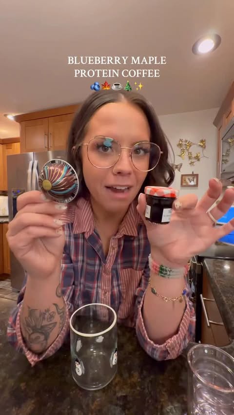 Instagram post by @jenna_bariatricbestie for Bonne Maman. Caption reads: a lil frankenproffee to put some christmas pep in....