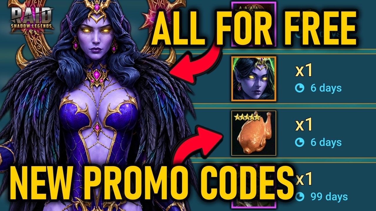 YouTube post by @raidninjaa for Plarium. Caption reads: 3x New Promo Codes Just Dropped (September 2026)....