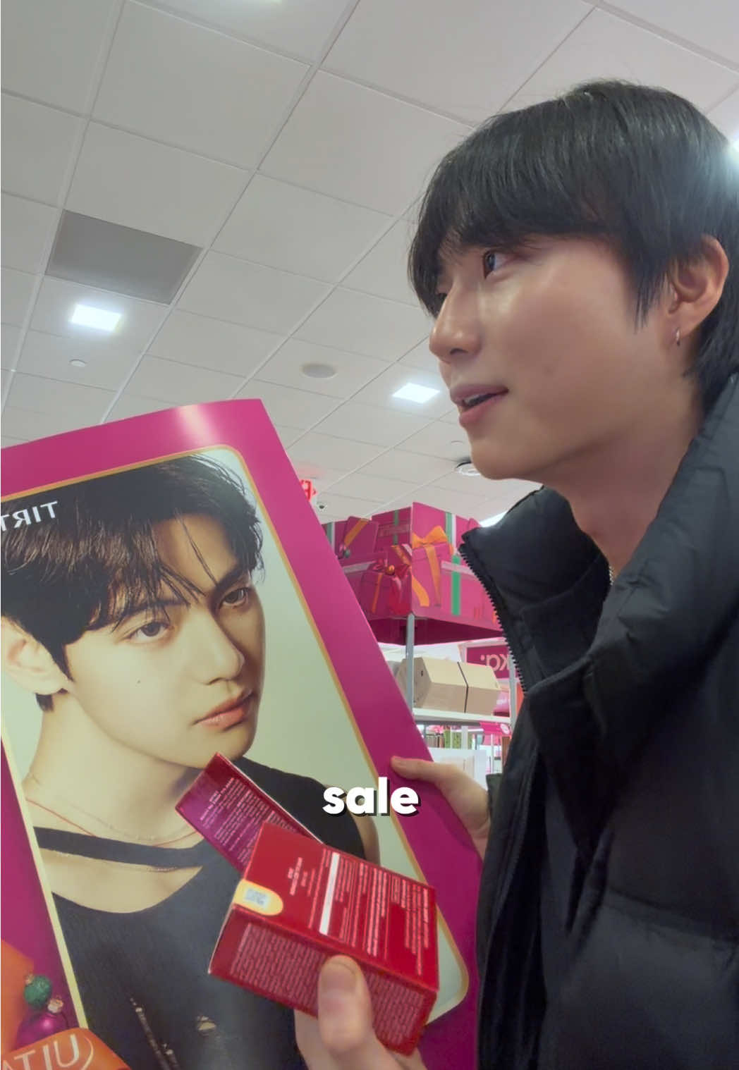 TikTok post by @daesung98 for TIRTIR. Caption reads: going to see my friend V😌 #onlyatulta #tirtir....