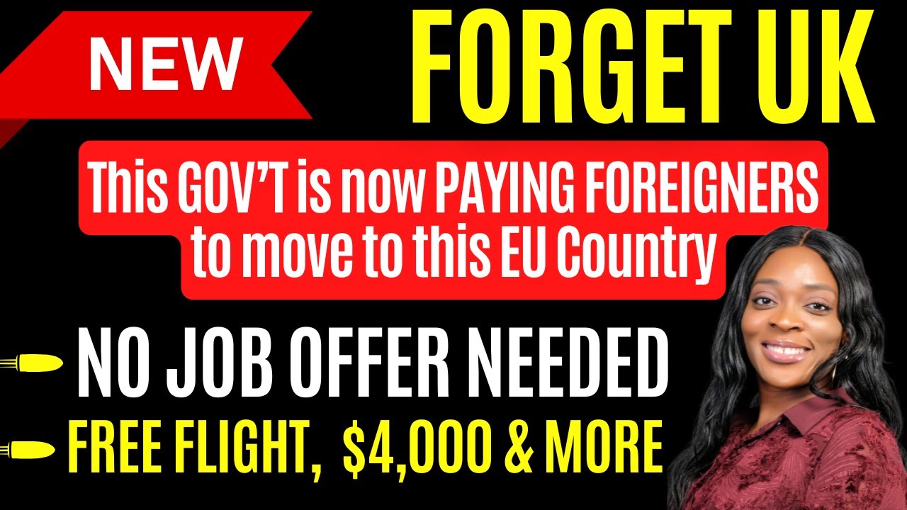 YouTube post by @JackieTravels_ for UNESCO. Caption reads: Get PAID to RELOCATE in 2025 | Free Flight Ticket....