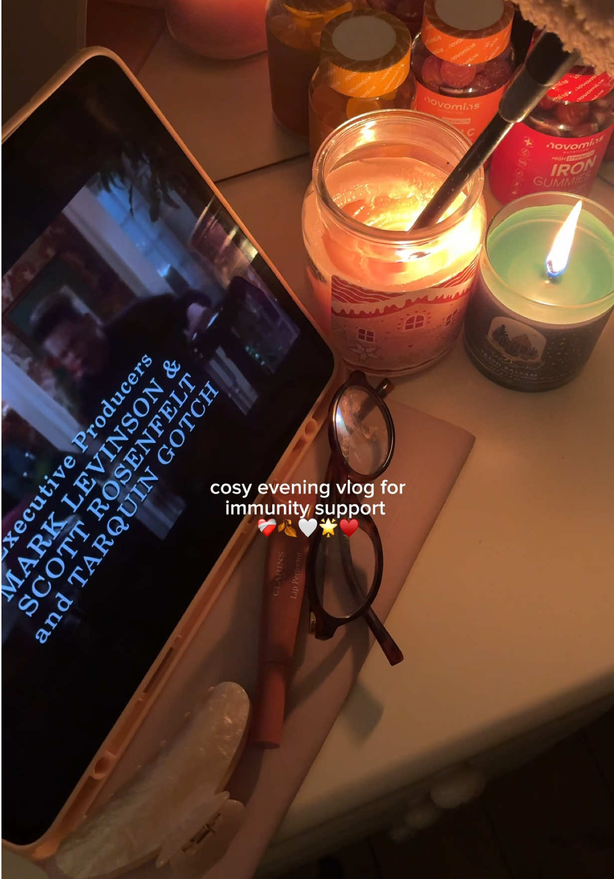 TikTok post by @alicedulka for Novomins. Caption reads: cosy November evening ♥️ ad @Novomins .