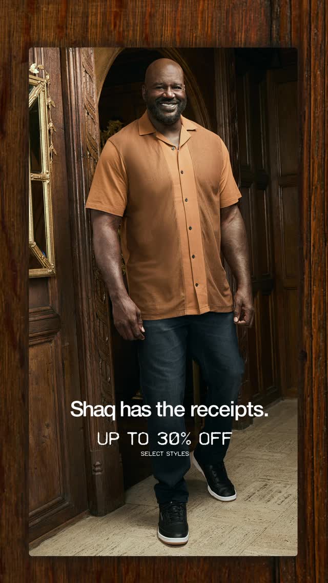 Instagram post by @shaq for Jcpenney. Caption reads: That 7’1”, 4-time champ, mastermind swagger. Now....