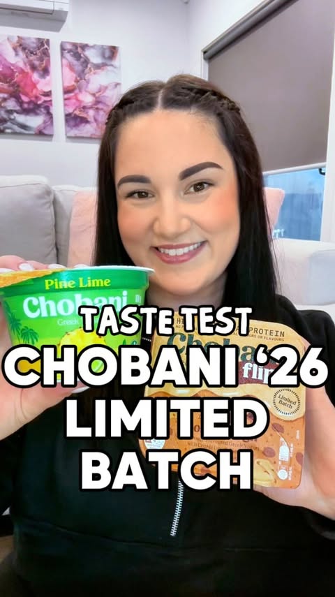 Instagram post by @snackreviews_aus for Chobani. Caption reads: Trying the @chobaniau 2026 Limited Batch range Two....