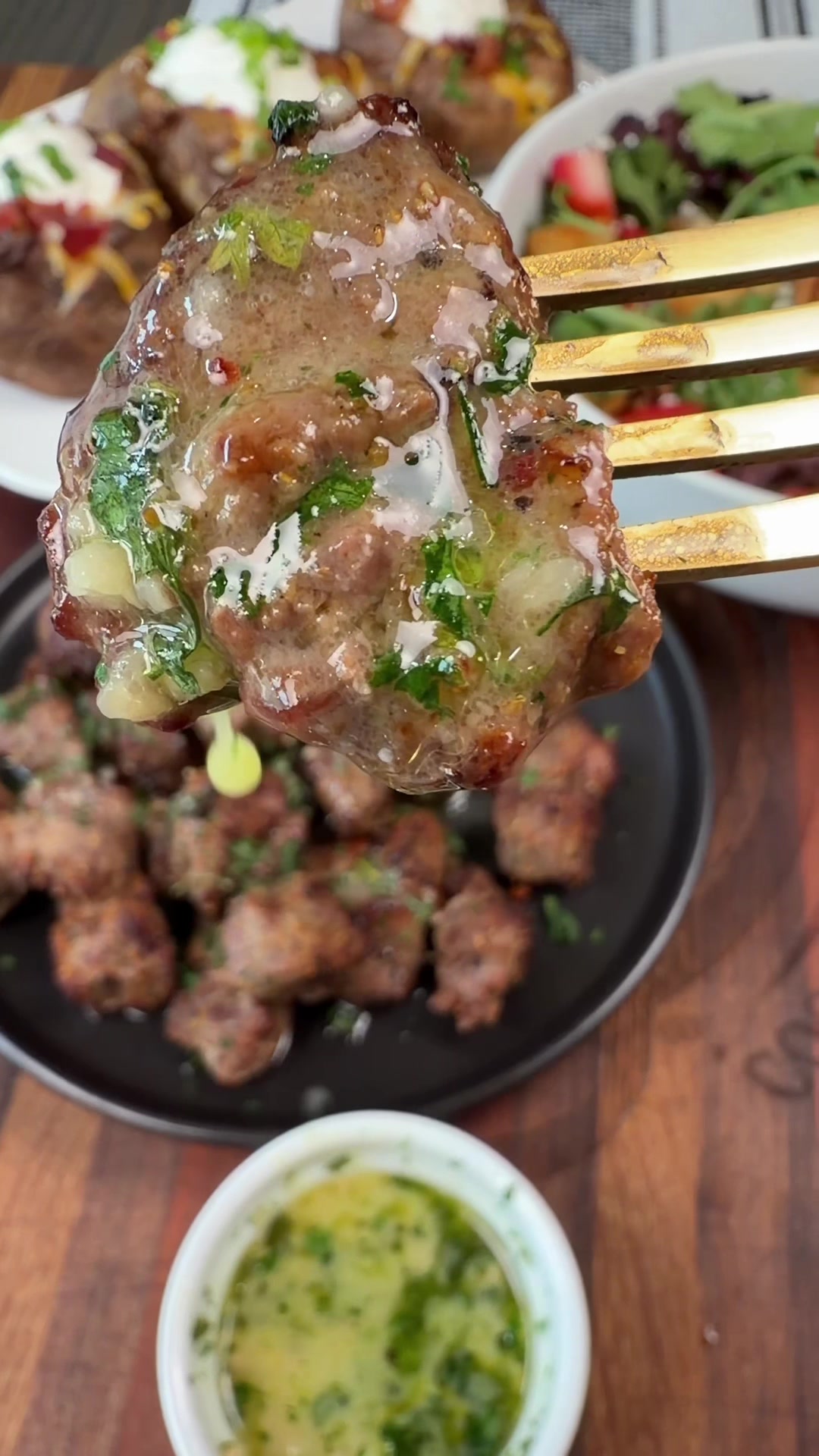 TikTok post by @cookinginthemidwest for Omaha Steaks. Caption reads: [...] dinner the whole family will enjoy! @Omaha....