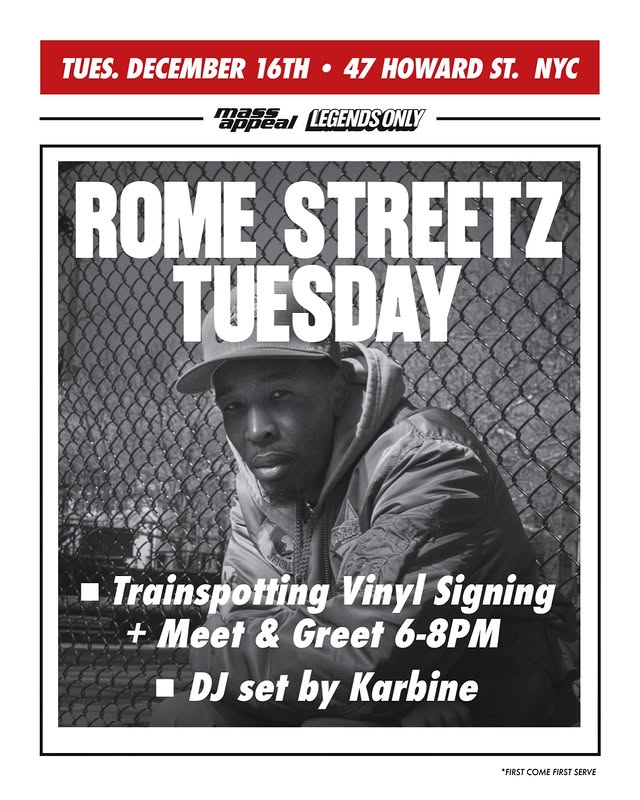 Instagram post by @massappealrecs for Mass Appeal. Caption reads: [...] legends only activation powered by....