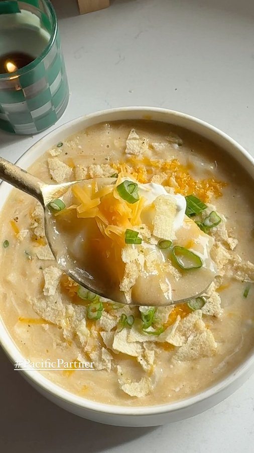 Instagram post by @grilledcheesesocial for Pacific Foods. Caption reads: Sour Cream Onion Soup, you’re my new BFF! #ad....