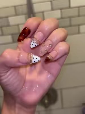 TikTok post by @ayowhothisgirl for Ersa Nails. Caption reads: size small @Ersa Nails #pressonnails #beauty....