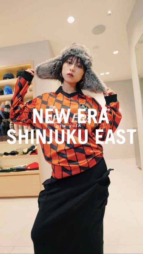 Instagram post by @newerawomenjp for New Era Cap. Caption reads: NEW ERA SHINJUKU EAST ニューエラ🩵....