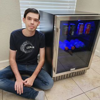 Instagram post by @cre8ive_tk for Aobosi. Caption reads: Here is my new mini fridge from @aobosihome. It's....