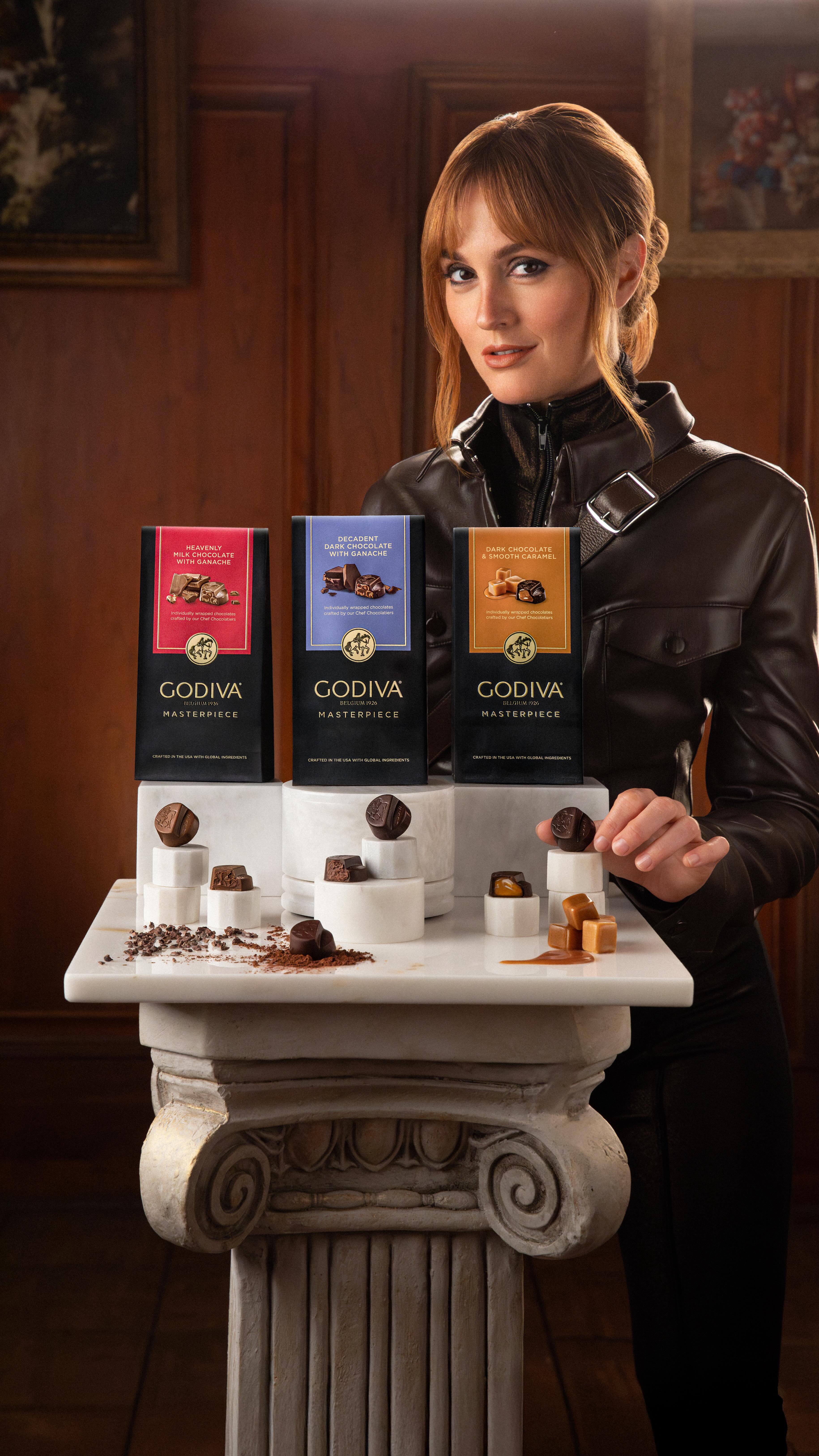 Instagram post by @itsmeleighton for Godiva. Caption reads: Just like Lady Godiva, this heist is timeless,....