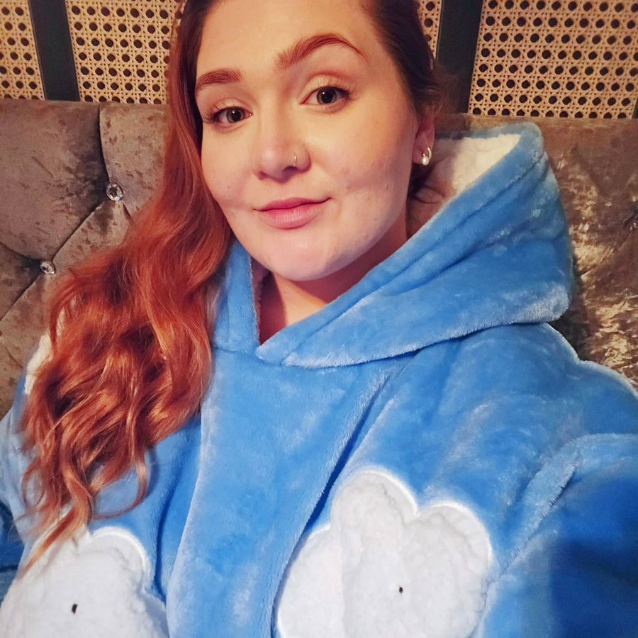 Instagram post by @rebeccaljfisher for The Oodie. Caption reads: I am definitely very late to the genuine oodie....